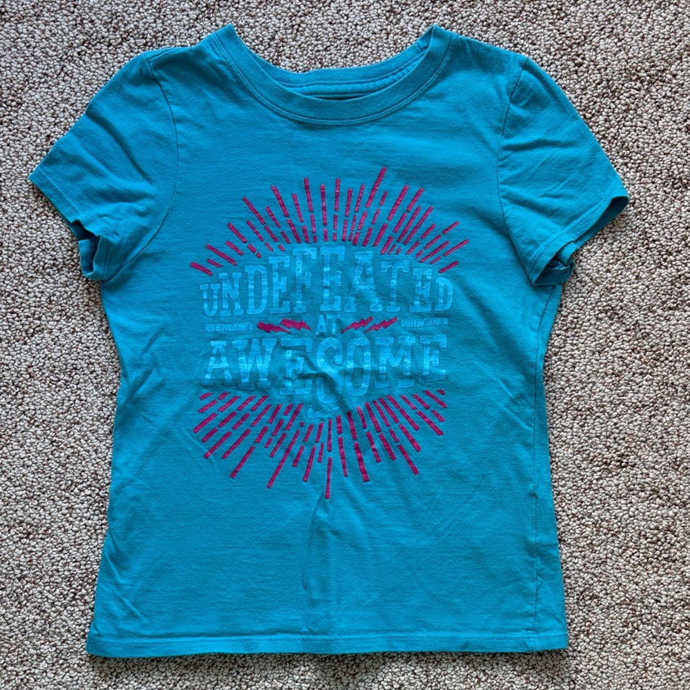 Nike Teal Kids Tee with Pink Graphic